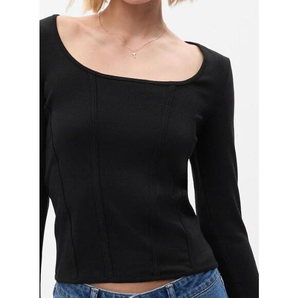 Gap Modern Long Sleeve Corset Top Womens Black Small T Shirt Tee Blouse Goth EUC - Picture 15 of 16